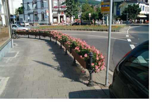 Example Wooden plant container with bollards1