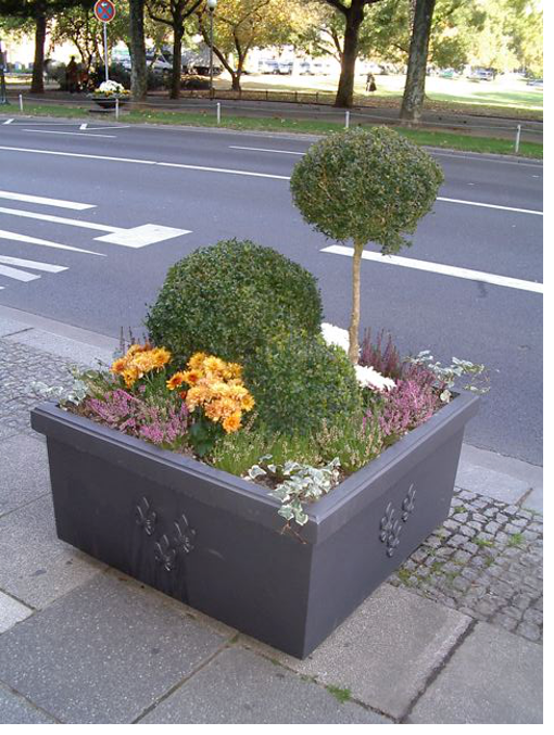 Flower buckets square in the city of Wiesbaden